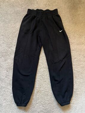 Nike Black Men's Fleece Joggers with White Swoosh